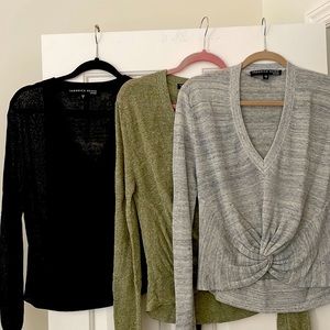 Veronica Beard jeans pretty and 86% linen v neck sweater with attractive knot